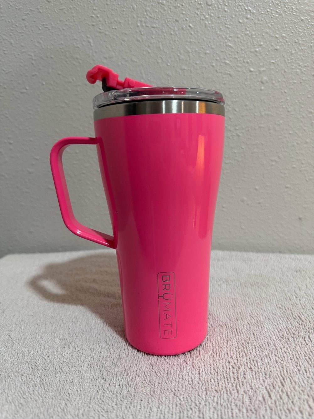 Brumate Pink Insulated Travel Mug with Handle